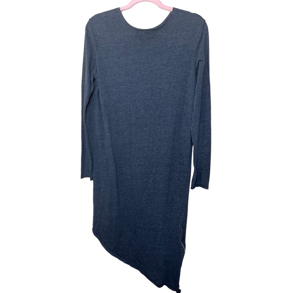 Zara Trafaluc fall winter gray dress diagonal hem zip slit small